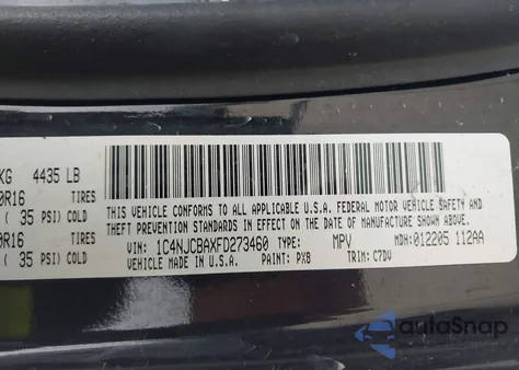 2015 Jeep Compass Sport z USA, uszkodzony, nr VIN 1C4NJCBAXFD273460